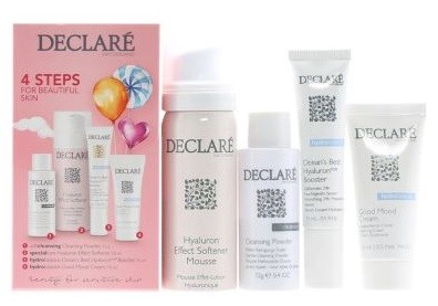 Declare Good Mood Trial Kit Набор Бьюти-набор для путешествий «Хорошее настроение»: Крем для лица 15 мл, Гиалуроновый мусс 50 мл, Сыворотка-бустер 15 мл, Очищающая пудра 12 гр