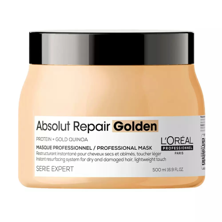 МАСКА С ЗОЛОТОЙ ТЕКСТУРОЙ ДЛЯ ВОССТАНОВЛЕНИЯ ПОВРЕЖДЕННЫХ ВОЛОС ABSOLUT REPAIR, 500 МЛ