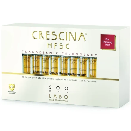 Crescina Transdermic HFSC 500 для мужчин лосьон для возобновления роста волос (20 ампул в упаковке)