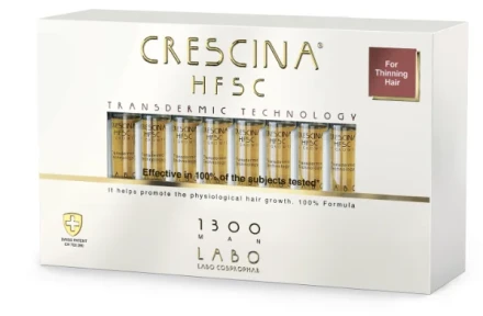 Crescina Transdermic HFSC 1300 для мужчин лосьон для возобновления роста волос (20 ампул в упаковке)