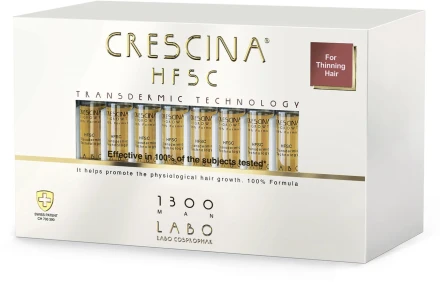 Crescina Transdermic HFSC 1300 для мужчин лосьон для возобновления роста волос (40 ампул в упаковке) 