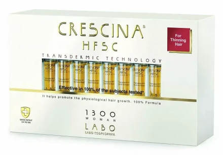 Crescina Transdermic HFSC 1300 для женщин лосьон для возобновления роста волос (40 ампул в упаковке)