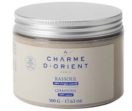 Charme D'Orient Минеральная маска Рассул для лица, тела и волос с эфирным маслом герани Ghassoul Geranium fragrance, 500ml.