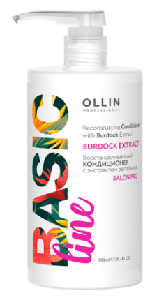 OLLIN BASIC LINE Восстанавливающий кондиционер с экстрактом репейника 750мл/ Reconstructing Conditioner