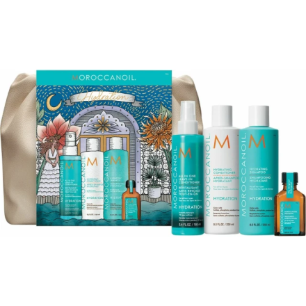 Moroccanoil Hydration Набор для волос Увлажнение 2024: Шампунь+ Кондиционер 2x250 мл+Несмываемый кондиционер 160 мл+Масло 25 мл 